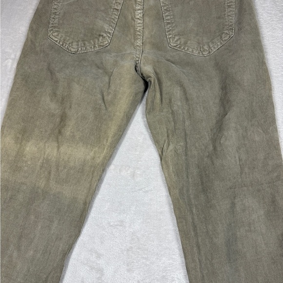AMO Babe Corduroy Green Grey Raw Hem Button Fly Cropped Ankle Pants Size 27 - Picture 11 of 16